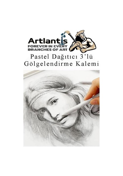 Artlantis Pastel Dağıtıcı Gölgelendirme Kalemi 3 Lü 1 Paket Kaynaştırma Kalemi Kara Kalem Dağıtıcı Kalem Ka
