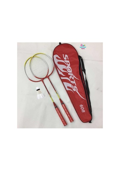 2 Adet Badminton Raketi Ve Çantası + Badminton Topu Deluxe Yüksek Kalite Set Kırmızı Renk