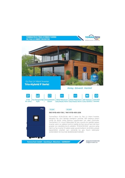 Tommatech F Serisi 15kw 48v Trifaze Lv Hibrit İnverter