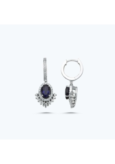Altınbaş Pırlanta Safir Oval Küpe Meh059s-14k Beyaz