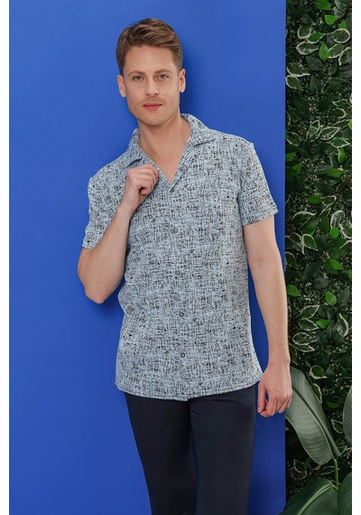 Efor G 1535 Slim Fit Mavi Klasik Gömlek Mavi