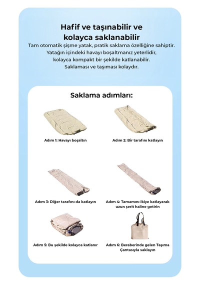 Robo Kendi Kendine Şişen Otomatik Çift Kişilik Yatak Bej