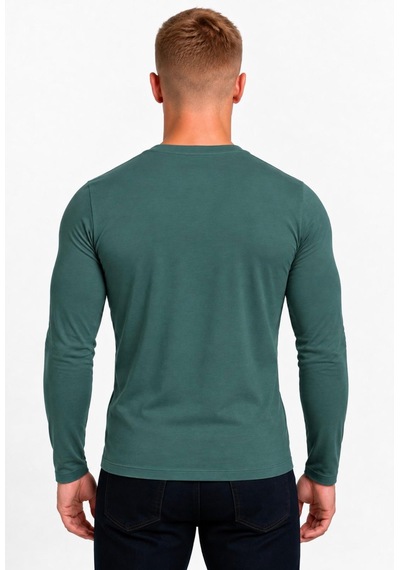 Axxel Erkek Mint Yeşili Pamuklu Likralı Süprem Uzun Kollu T-shirt-d236