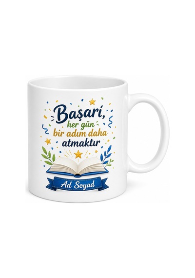 Kişiye Özel Karne Sevinci Baskılı Kupa Bardak Hediye Öğrenci Kupa Beyaz / Çok Renkli