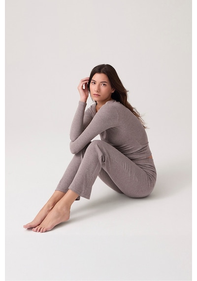 Los Ojos X Ece Vizon Modal Kumaşlı Uzun Kollu Eşofmanlı Pijama Takımı Ribbed Pj2 Vizon Vizon