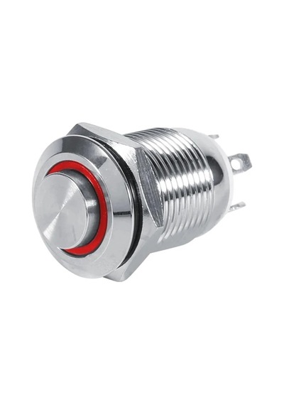 12 Mm Halka Ledli Metal Kalmasız Yaylı Buton Ip65 Kırmızı