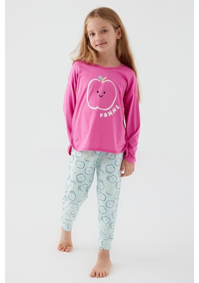 Roly Poly 3063 Pomme Apple Kız Çocuk Uzun Kol Pijama Takım Fuşya
