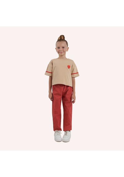 Panço Kız Çocuk Baskı Detaylı T-shirt Bej 2421gk05022-4972 001