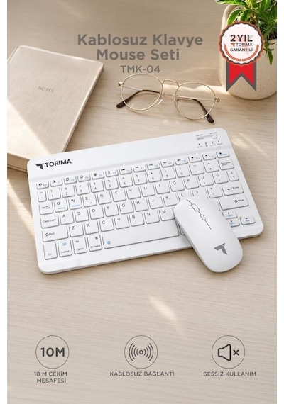 Delux Serisi Ev Hafif Sessiz Kablosuz Klavye Mouse Seti Tmk04 Beyaz Diğer