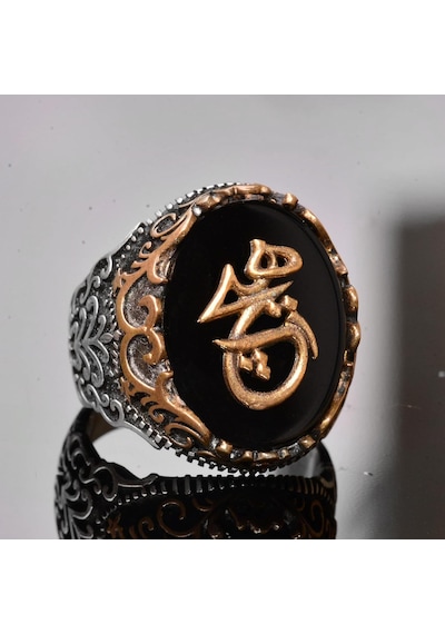 Doğal Obsidan Taş Yüzük - 925 Ayar Gümüş Yüzük - Yüzük Gümüş