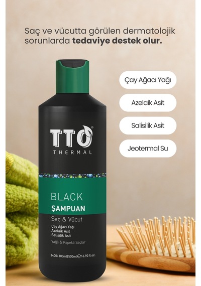 Tto Saç Ve Vücut Şampuanı 500 Ml Black Çay Ağacı Yağı / Tea Tree Oıl Tüm Saçlar