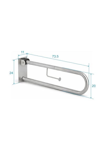 Aqua Bagno Basic Mafsallı Engelli Tutunma Barı Tuvalet Kağıtlıklı Paslanmaz Çelik 35.90.91.01.01 Krom