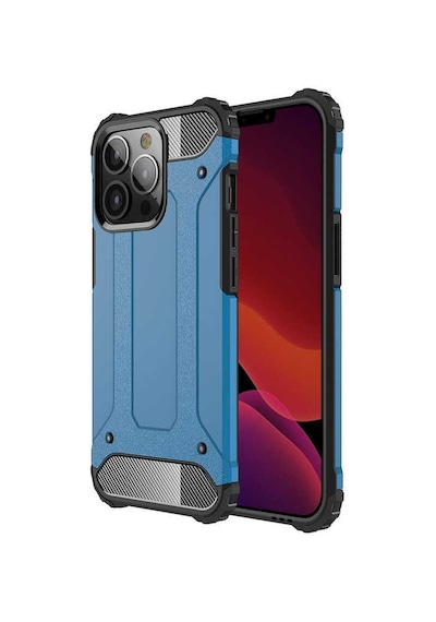 Noktaks - Apple Uyumlu iPhone 13 Pro Max - Kılıf Çift Katman Zırh Tank Crash Military Kapak - Mavi