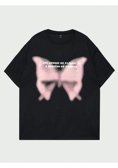 Flood Of Style Erkek Siyah Guys Baskılı Oversize Bisiklet Yaka Tshirt