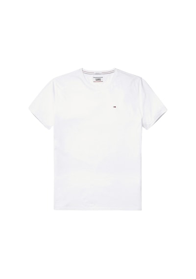 Tommy Jeans Marka Logolu Erkek Beyaz T-shirt Dar Kalıp Organik Pamuk Yazlık-7305 Beyaz