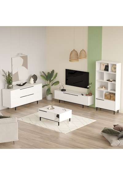 Robin Home Lidya Tv Ünitesi + Orta Sehpa + Konsol + Kitaplık 4'lü Set B