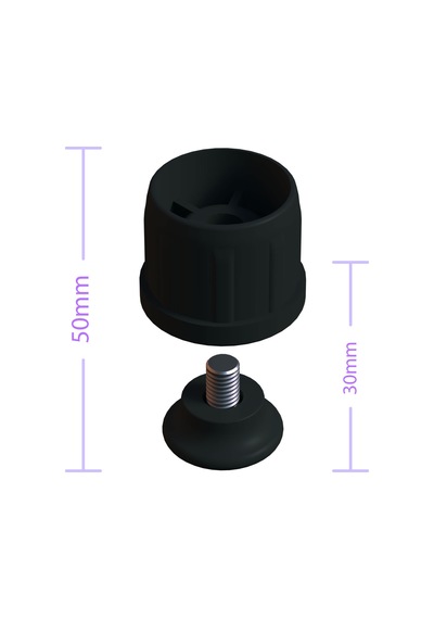 Cateksss 38 Mm Kademeli Plastik Rotil Ayak M8 - Boru Profil Ayağı Tezgah Ayarlı Ayak Siyah - 35 Li Paket