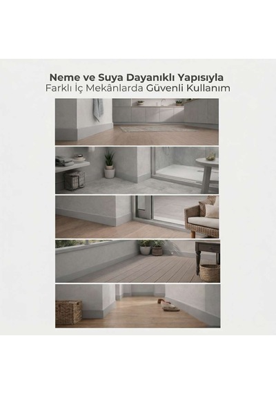 Espumo Kompozit Süpürgelik 8 cm Açık Gri | Suya Dayanıklı Parke Duvar Süpürgelik 2,40 m ESP202