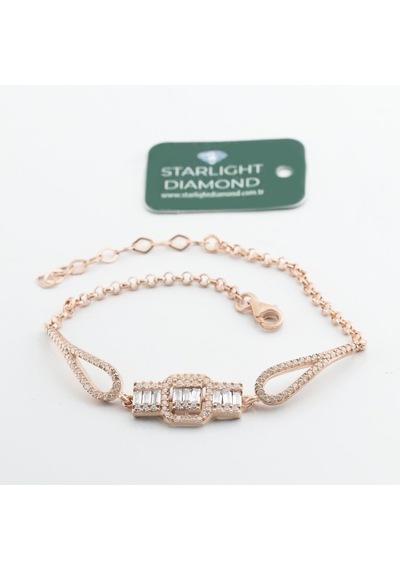 Starlight Diamond Baget Kesim Rose Gold Kaplama Gümüş Bileklik Gümüş