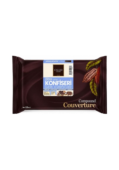 Callei Chocolate Bitter Konfiseri Kokolin Blok 2,5 Kg Pasta, Tatlı Ve Profesyonel Çikolata Kaplama İçin Yoğun Aromalı Bitter Kokolin