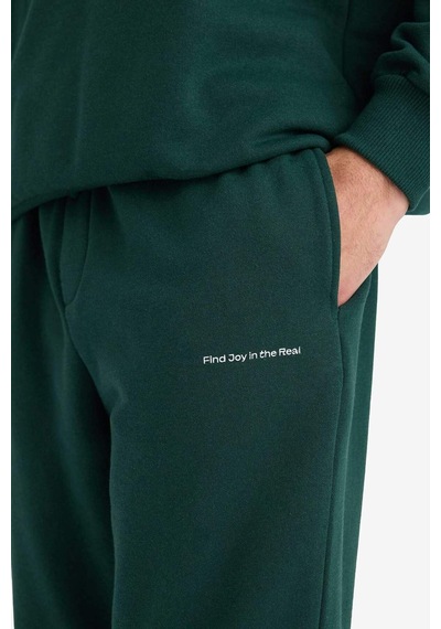 Defacto Boxy Fit 2li Takım Bisiklet Yaka Baskılı Sweatshirt Eşofman Altı F9623ax25augn919 Yeşil-gn919