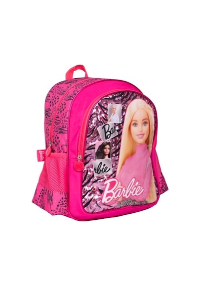 Barbie Okul Çantası Pembe Çift Bölmeli Çok  Renkli