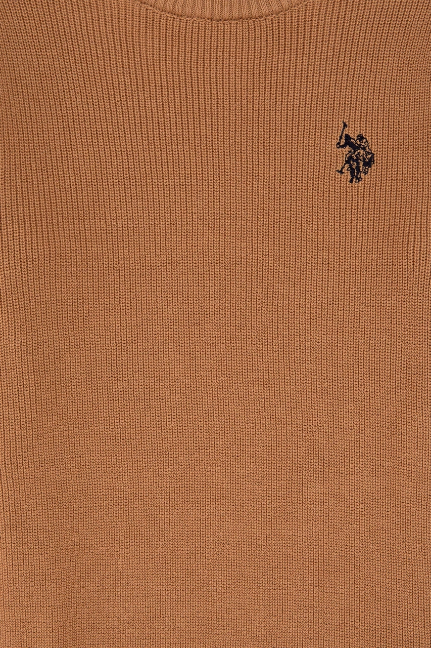 U.S. Polo Assn. Kız Çocuk Camel Bisiklet Yaka Basic Kazak 50316842-VR015