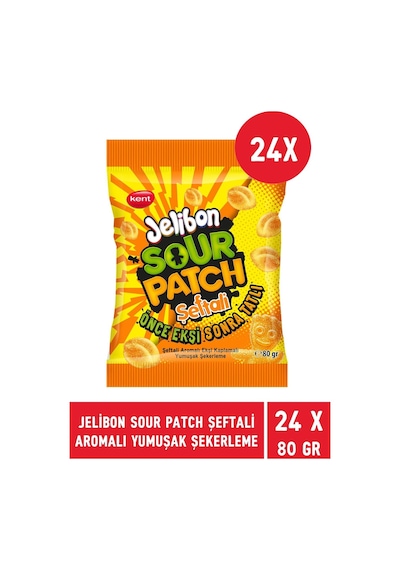 Kent Jelibon Sour Patch Şeftali Aromalı Yumuşak Şekerleme 24 x 80 G