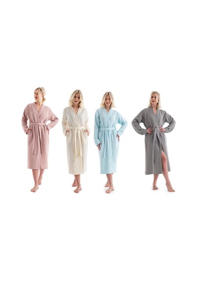 Unisex Kimono Bornoz - Gri