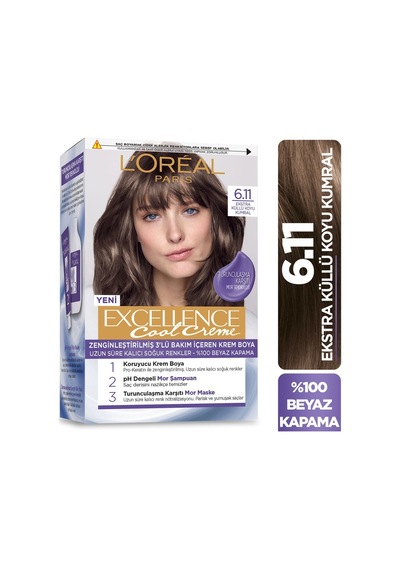 L Oréal Paris Excellence Cool Creme Saçboyası 6.11 Ekstra Küllü Koyu Kumral