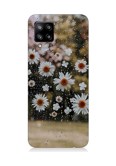 Samsung Galaxy A42 5g Uyumlu Yağmur Ve Papatyalar Desenli Silikon Kılıf