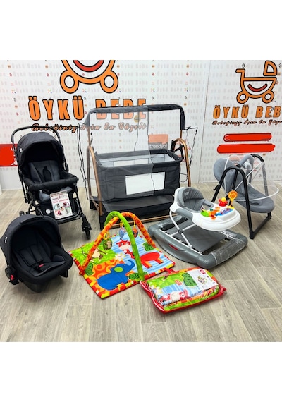 Öykü Bebek Dunyasi Rocco Çeyiz Seti+ Bebek Arabasi+puset+beşik+yürüteç+salincak+oyun Halisi