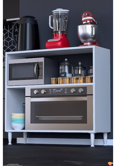 Vira Mikrodalga Fırın Standı 95x87x32 Cm Çok Amaçlı Mutfak Rafı Kahve Köşesi Düzenleyici Beyaz Vira Mikrodalga Fırın Standı 95x87x32 Cm Çok Amaçlı Mutfak Rafı Kahve Köşesi Düzenleyici Beyaz