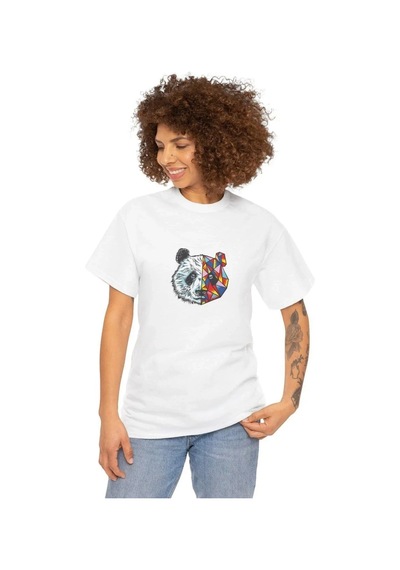 Kadın Bisiklet Yaka Baskılı Kısa Kol T-shirt - Beyaz Beyaz