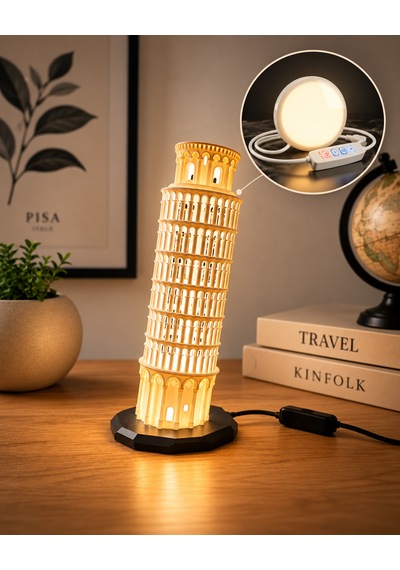 Pisa Kulesi Gece Lambası Usb Led Dekoratif Masa Ve Gece Lambası Beyaz