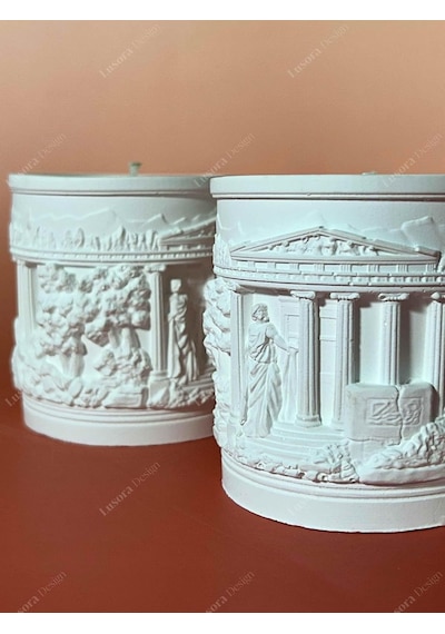 Avrupa Mimari Dekoratif Mum Koleksiyonu, Vanilya Kokulu Mum, 1 Adet, 8x8 Cm Atina Diğer
