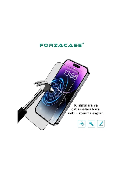 Forzacase Realme C53 İle Uyumlu Çerçeveli Tam Kaplayan Temperli Ekran Koruyucu - Fc003