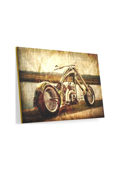 Cakasepetim Eski Görünüm Chopper Motorsiklet Ahşap Mdf Tablo