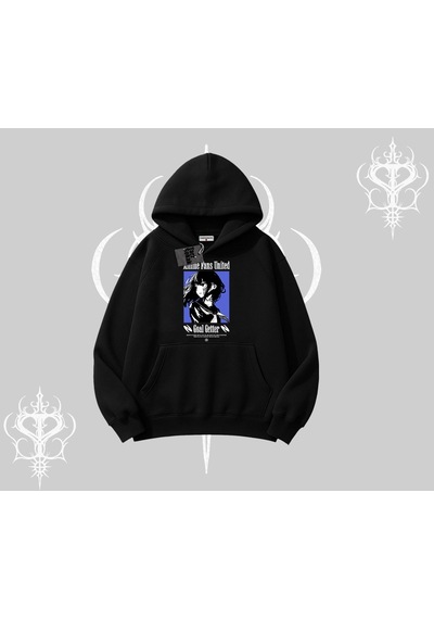 Startmore Kapşonlu Sweatshirt Oversize Anime Kız Baskılı Siyah
