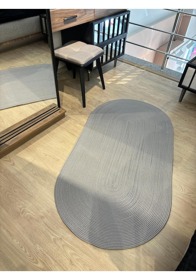 Mavaux Galileo Oval Jüt Yuvarlak Hasır Görünümlü Klasik Halı Kilim Gri