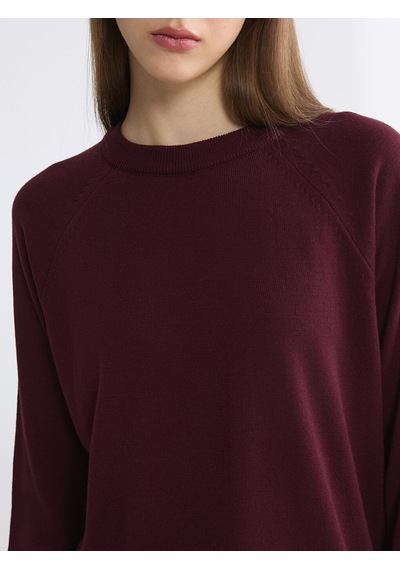 Lcw Modest Bordo Bisiklet Yaka Kadın Triko Tunik