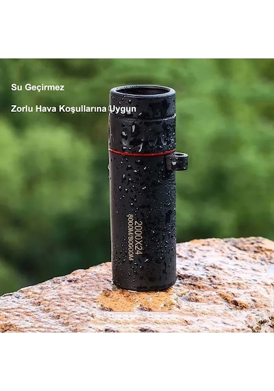 Plentiful 2000x24 Zoom Monoküler Mini Taşınabilir Hd Dürbün Su Geçirmez Tripod Telefon Tutacağı Siyah