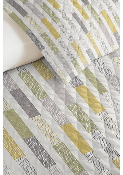 Geometrik Çizgili Sarı Genç Odası Tek Kişilik Pike Takımı-gri Modern 160x220cm Kapitone Yatak Örtüsü Mat Kül Baharı
