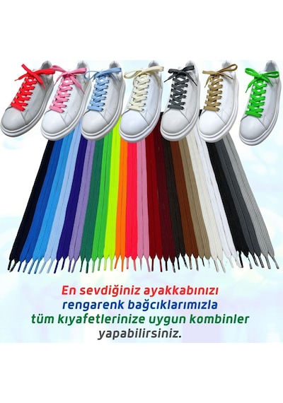 İpekbazaar Exclusice 120 Cm Yassı Spor Ayakkabı Bağcığı, Çift Katmanlı Örgülü Sneakers Bağcık, 1 Çift 001