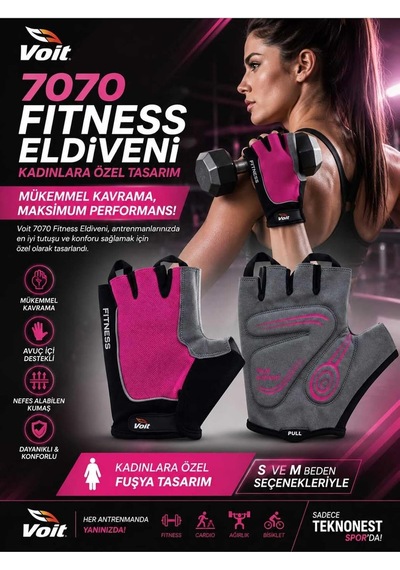 7070 Fitness Eldiveni, Kadın, Fuşya, S Beden, Ağırlık Kaldırma Genel