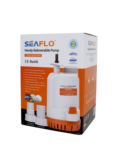 Seaflo Taşınabilir Kullanışlı Dalgıç Manuel Sintine Pompası 2000 Gph 24v - Hortum Çıkışı Ø: 1-1/8'' Ve 1-1/4'' 29mm, 32mm