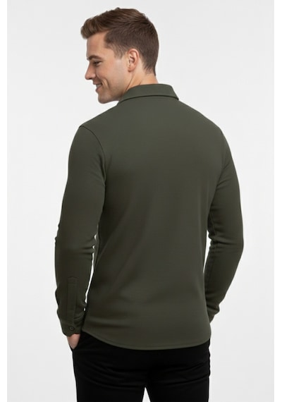 Deepsea Haki Slim Fit Örme Kumaş Likralı Erkek Gömlek Nefes Alan Esnek Ve Modern Tasarım 2602604 Haki