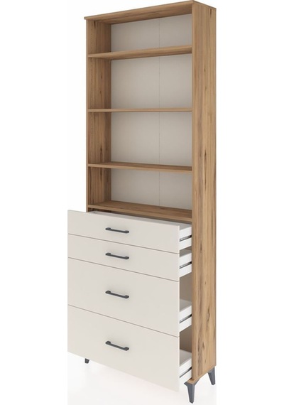 Arges Dolap 4 Raflı 4 Çekmeceli 88x30x243 Çam-aytaşı Atlas Çam