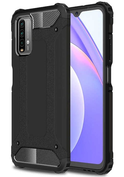 Noktaks - Redmi 9t Uyumlu - Kılıf Çift Katman Zırh Tank Crash Military Kapak - Siyah Siyah