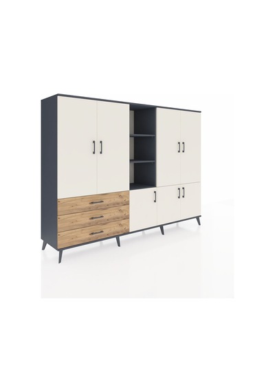Hyperion Dolap 11 Raflı 3 Çekmeceli 7 Kapaklı 220x44x163 Antrasit Antrasit-aytaşı/çam Hyperion Dolap 11 Raflı 3 Çekmeceli 7 Kapaklı 220x44x163 Antrasit Antrasit-aytaşı/çam